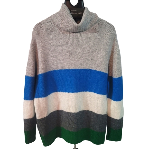 Vince Camuto Gray Colorblock Turtleneck Swe - Picture 2 of 4